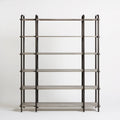 Czarny regał stojący z 5 półkami MDF i stali, 120 × 35 × 180 cm