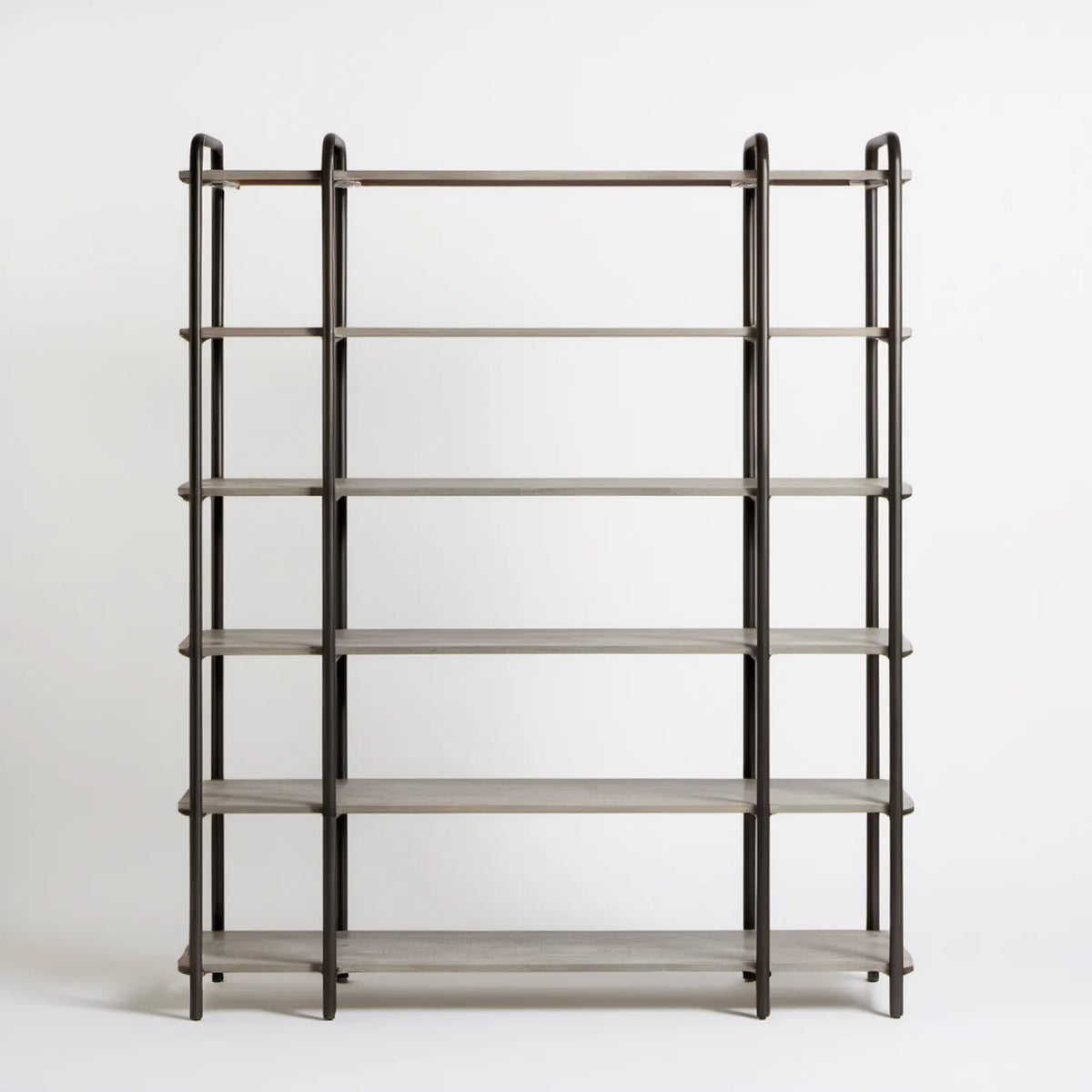 Czarny regał stojący z 5 półkami MDF i stali, 120 × 35 × 180 cm