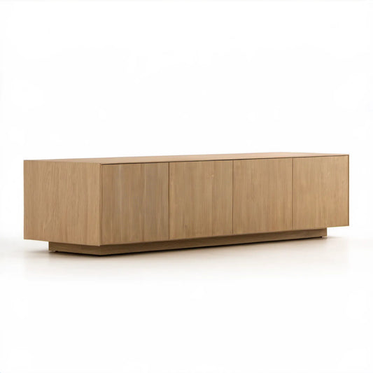 Dębowa szafka RTV z 4 drzwiami, 180 x 40 x 70 cm, naturalny dąb