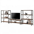 Zestaw mebli RTV z 2 regałami, rustykalny brąz/czarny, 120 x 40 x 50 cm i 60 x 30 x 170 cm