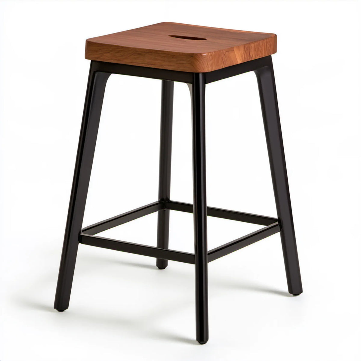 Hoker barowy industrialny czarny/orzechowy 40 x 40 x 76 cm