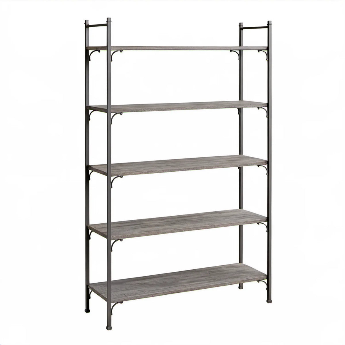 Regał z 5 półkami 120 x 40 x 180 cm szaro-czarny ze stali i płyty wiórowej