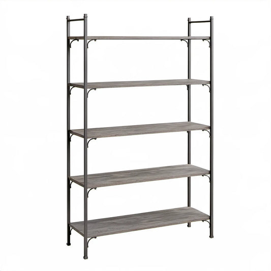 Regał z 5 półkami 120 x 40 x 180 cm szaro-czarny ze stali i płyty wiórowej